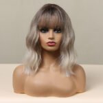 brown curly lace front wig detail view - WigBloom