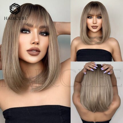 black straight lace front wig front view - WigBloom
