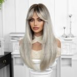 Natural Black straight lace front wig front view - WigBloom