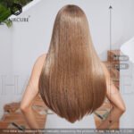 [1 Brown] 28inch Heat-Resistant lace front wig back view - WigBloom