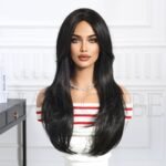 SWLC8297-3BR26 Heat-Resistant lace front wig front view - WigBloom