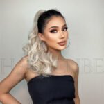 Natural Black curly lace front wig detail view - WigBloom