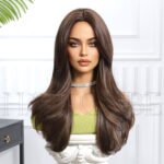Natural Black curly lace front wig top view - WigBloom