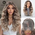 Large area 13*6 lace wig women gradient gold free seam long curly hair lace wigs - Lace Front Synthetic Wig