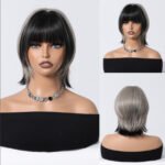 Natural Black curly lace front wig detail view - WigBloom