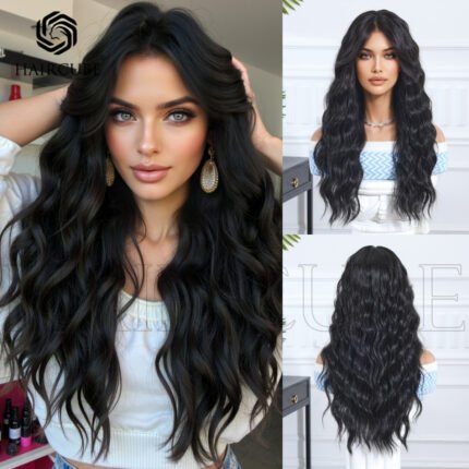 Natural Black curly lace front wig front view - WigBloom