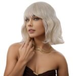 Natural Black curly lace front wig front view - WigBloom